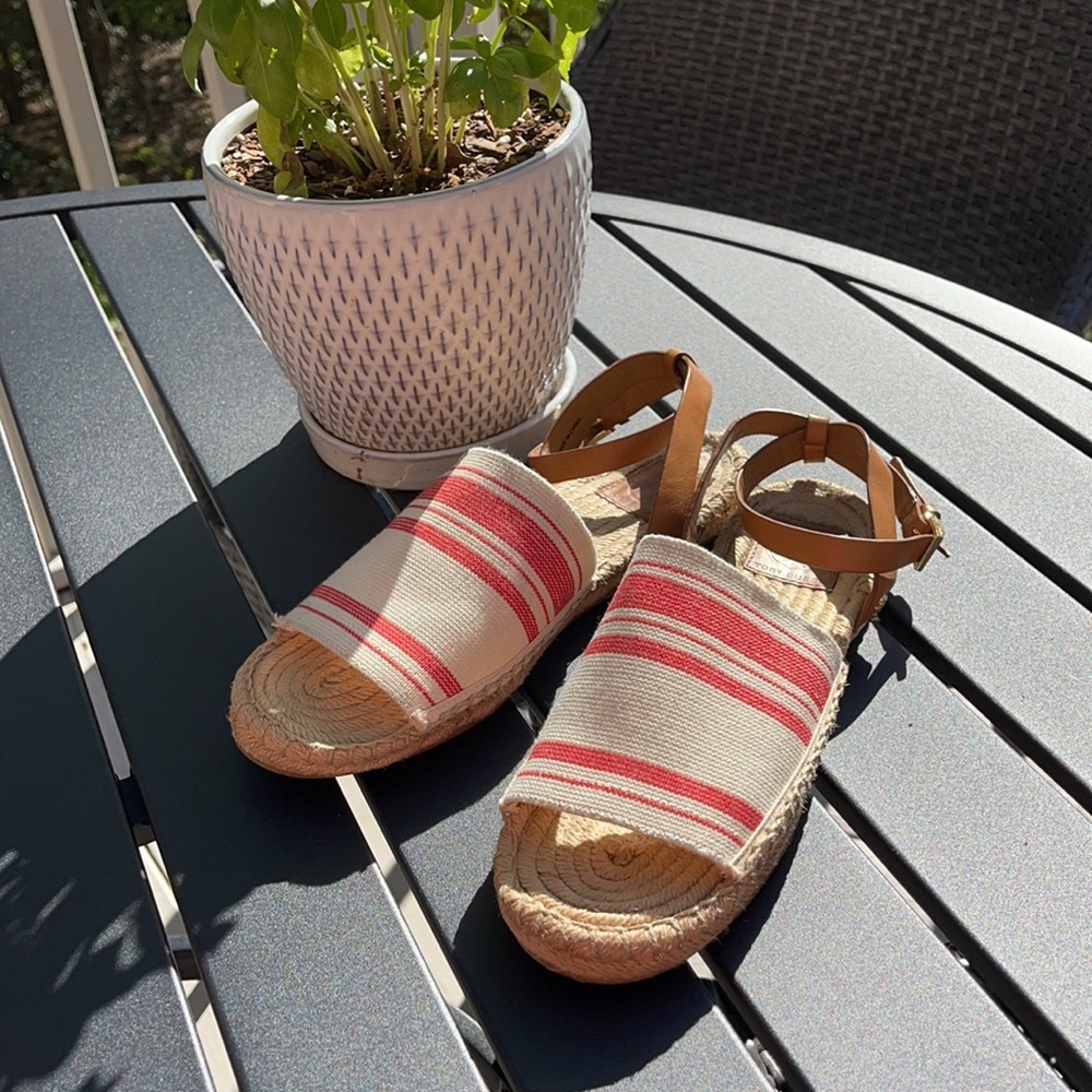 Tory Burch Awning Stripe Espadrille Sandals - 8.5